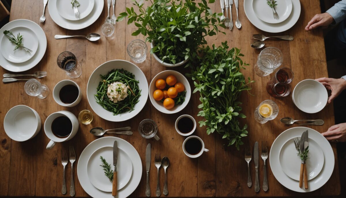 Dîner sur une table en bois sans nappe : astuces pratiques pour la préserver avec style